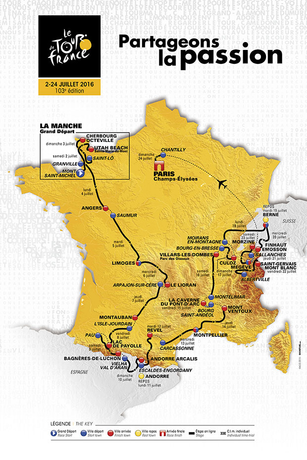 Tour de France 2016 carte parcours
