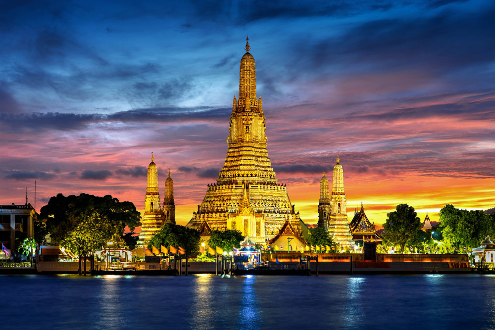 Temple twilight à Bangkok en Thailande